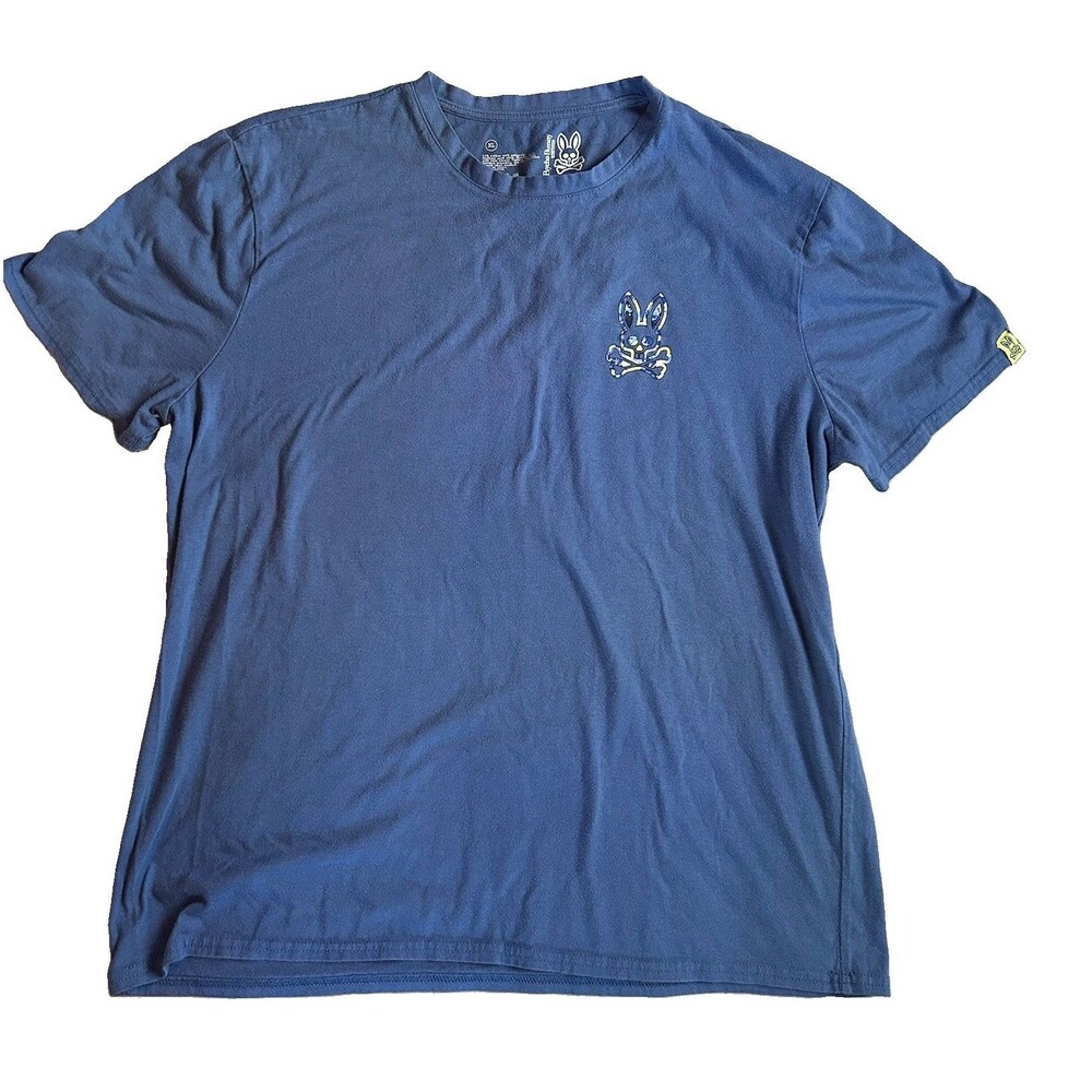 Psycho Bunny Men Blue Graphic Logo T-Shirt Short Sleeve Sz XL Streetwear Trendy